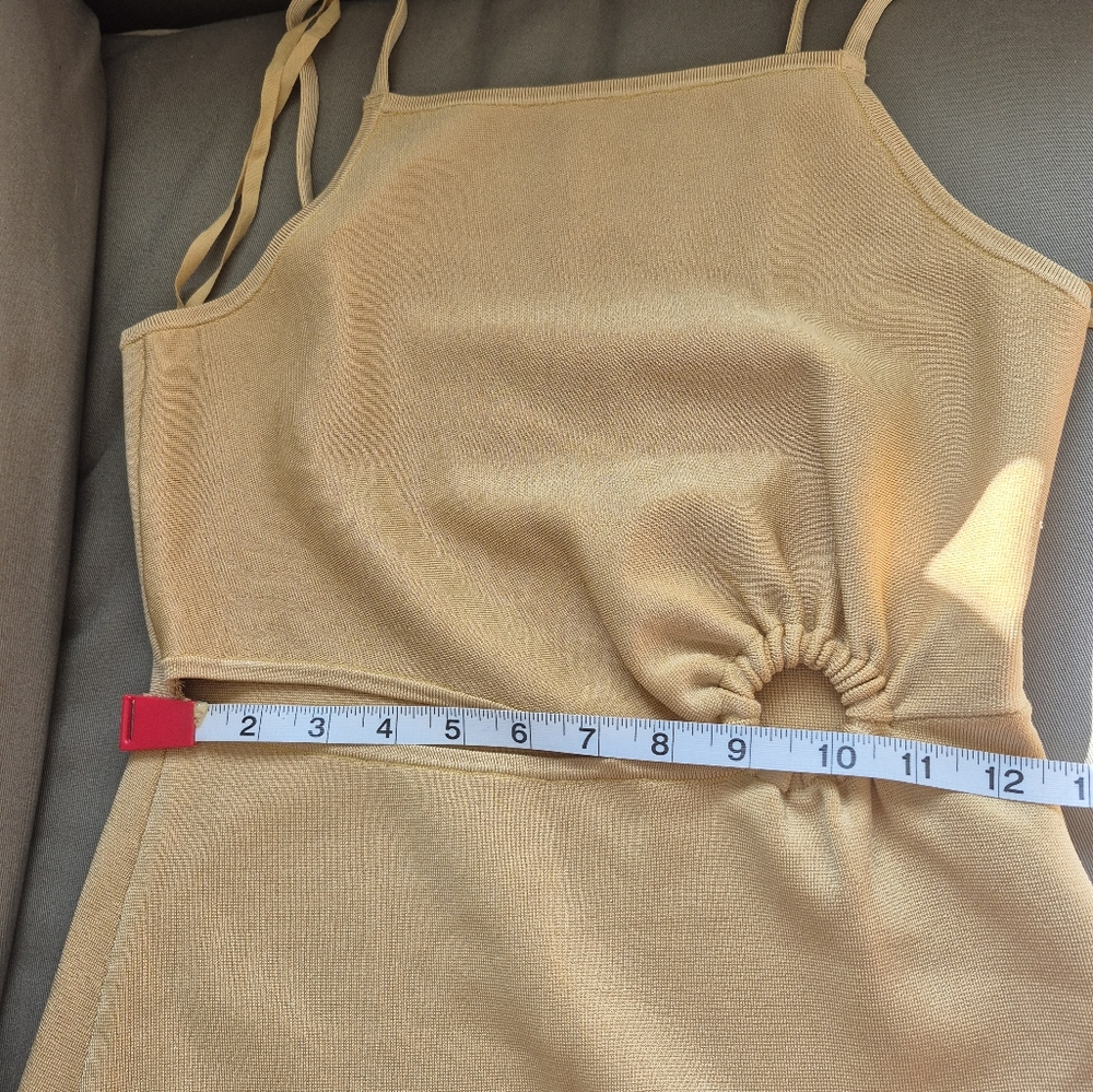 Sandro Paris Dress Aja Midi Beige Orange Ombre Cut Out Stretch Knit Size 38 (6) - Picture 13 of 14